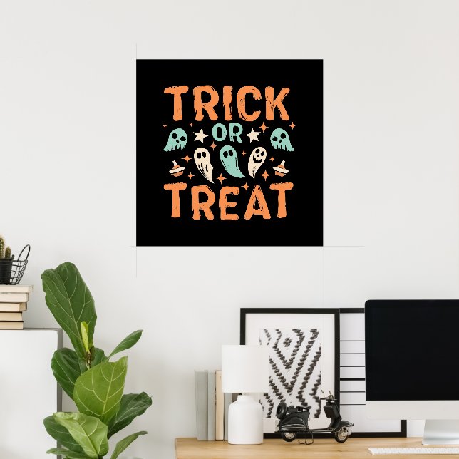 Poster Doces ou Travessuras de Halloween (Escritório em casa)