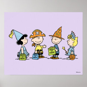 Poster Doces ou Travessuras de Halloween dos Peanuts