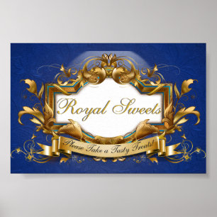 Poster Doces Reais & Sinal de Bufê de Doces Elegantes