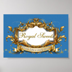 Poster Doces Reais & Sinal de Buffet de Doces Elegantes