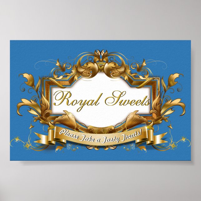 Poster Doces Reais & Sinal de Buffet de Doces Elegantes (Frente)