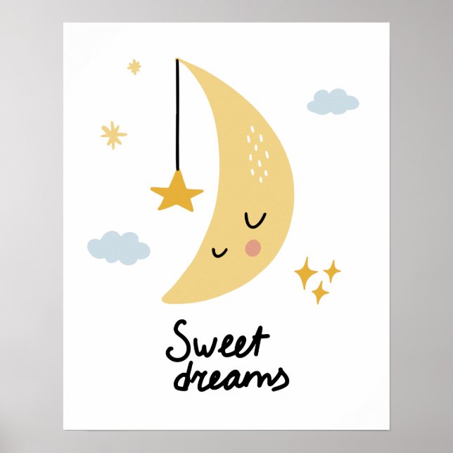 Poster Doces Sonhos Lua e Estrelas (Frente)