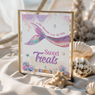Poster Doces Travessuras Sereia Pastel Menina Oceano