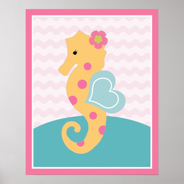 Poster Docinhos do mar Garota Sealife Pink Seacavalo Post (Frente)