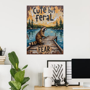 Poster Dockside Wanderer: Raccoon no lago