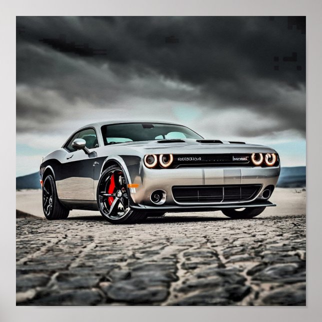 Poster Dodge Challenger Hellcat na Natureza | (Frente)