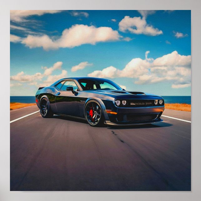 Poster Dodge Challenger na Natureza | (Frente)