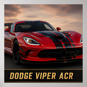 Poster Dodge Viper ACR Carro de Desempenho Americano Mode