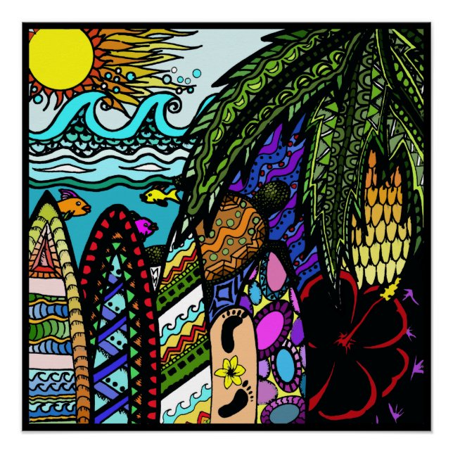 Pôster Dodó de Tinta Havaiana, cor (Frente)