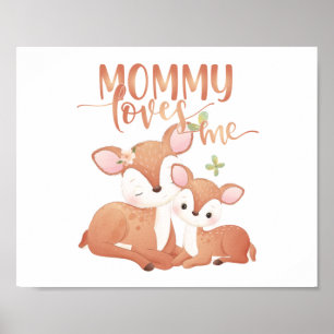 Poster Doe Deer and Fawn Mamãe me ama