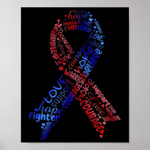 Poster Doença Cardíaca Congênito Com Fita Vermelha E Azul