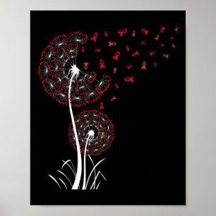 Poster Doença Cardíaca Dandelion Red Ribbon Cancer Sanguí