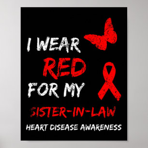 Poster Doença Cardíaca Eu Uso Vermelho Para Laço Da Minha