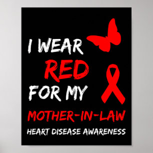 Poster Doença Cardíaca Eu Uso Vermelho Por Minha Sogra Fi