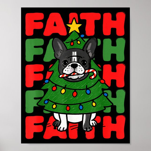 Poster Dog Christmas Faith French Bulldog Puppy Family Gr (Frente)