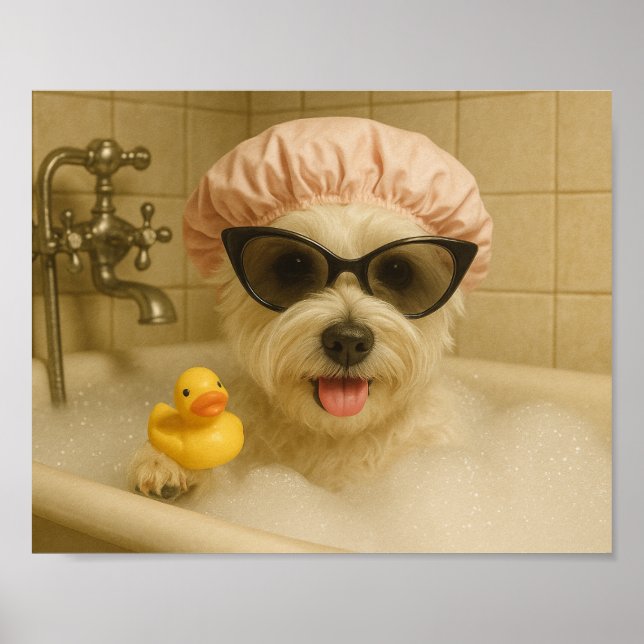 Poster dog cute bathroom decor funny  (Frente)