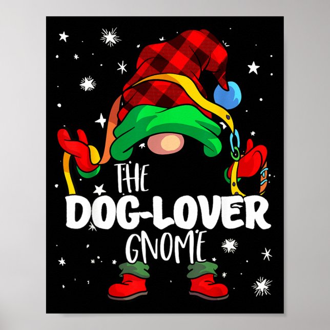 Poster Dog Lover Gnome Red Buffalo Plaid Matching Family  (Frente)