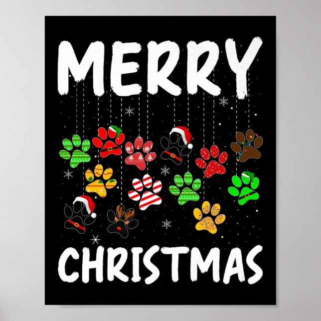 Poster Dog Paw Merry Christmas Pajamas Puppy Dog Lover Xm (Frente)