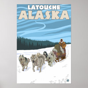 Pôster Dog Sledding Scene - Latouche, Alaska