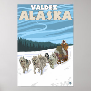 Pôster Dog Sledding Scene - Valdez, Alaska