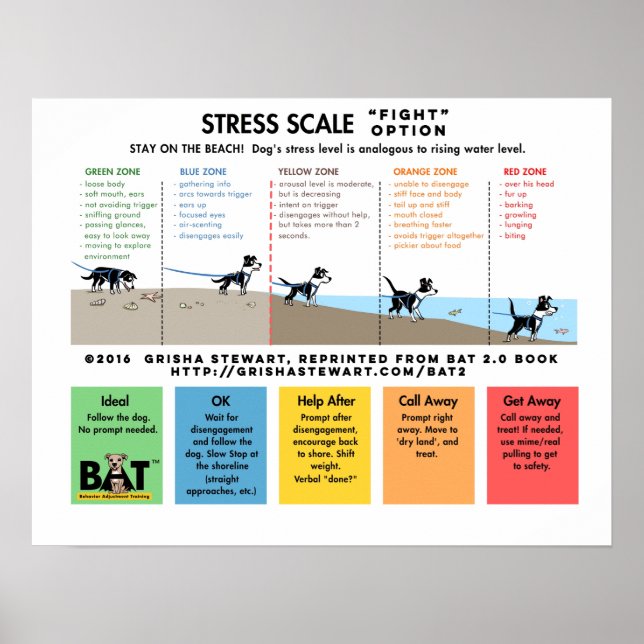 Poster Dog Stress Scale - Scare Away - Beach Analogy (Frente)