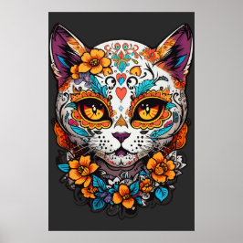 Poster Dog Sugar Skull Halloween, Dia de los Muertos