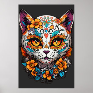 Poster Dog Sugar Skull Halloween, Dia de los Muertos