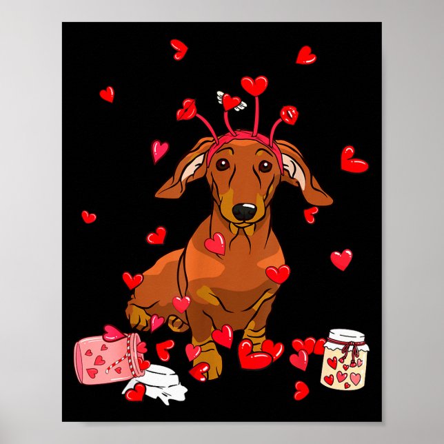 Poster Dog Valentine Gift Cute Dachshund Valentines Day M (Frente)