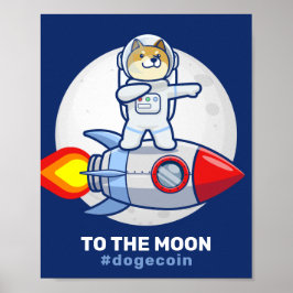 Poster Dogecoin Para A Cripto Do Cão Espacial Do Moon Roc