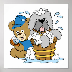 Pôster Doggy Bath Time Bear