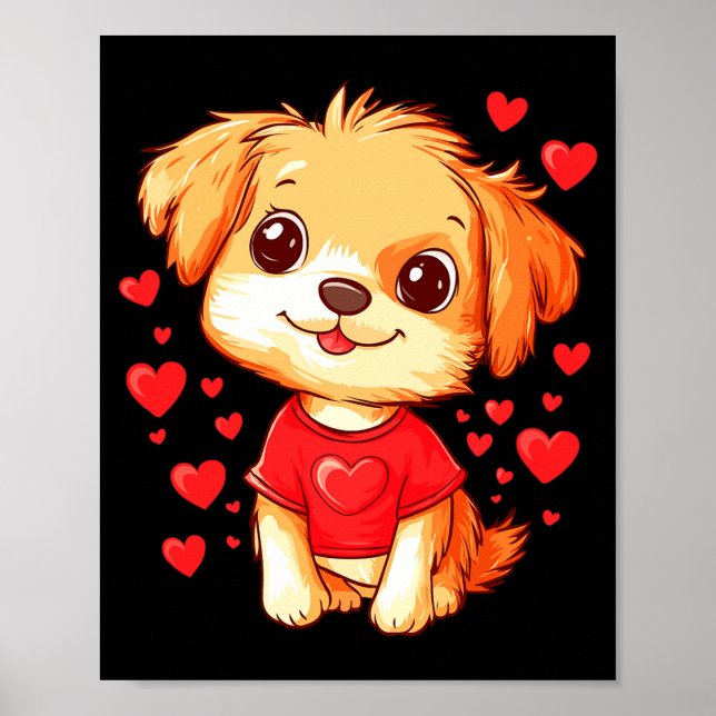 Poster Dogs Lover Heart Girls Puppy Valentine S Day Women (Frente)