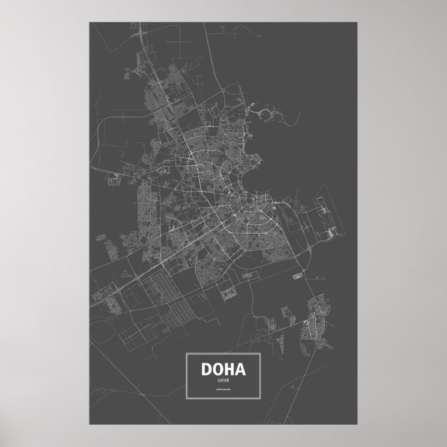 Pôster Doha, Catar (branco no preto) (Frente)