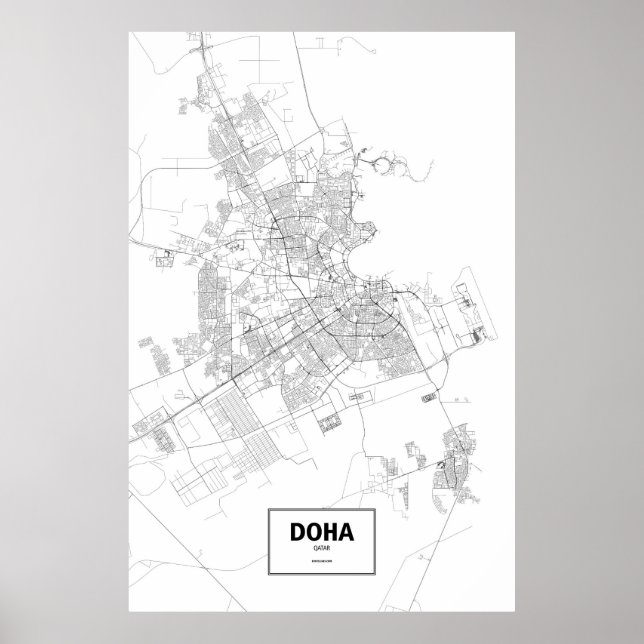 Poster Doha, Qatar (preto no branco) (Frente)