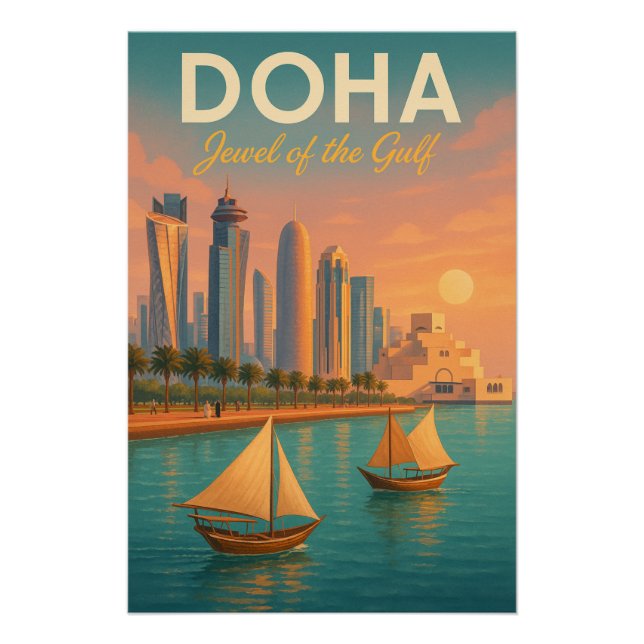Pôster Doha, Qatar Viagem (Frente)