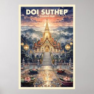 Poster Doi Suthep Chiang Mai Viagem Vintage