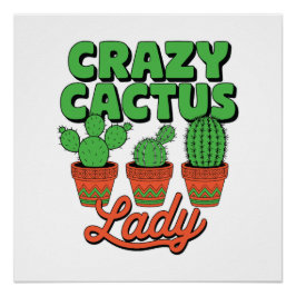 Pôster Doida Senhora do Cactus – Presente para Mãe de Pla
