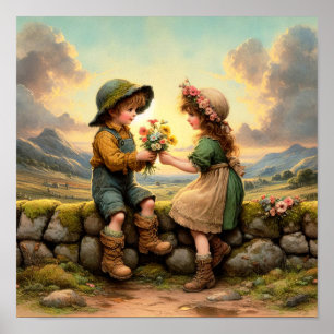 Poster Dois Adoráveis Vintage Munchkins em roupas de camp