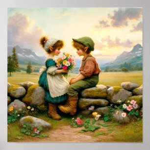 Poster Dois Adoráveis Vintage Munchkins em roupas de camp