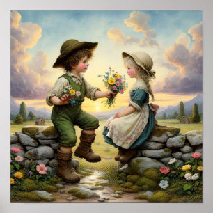 Poster Dois Adoráveis Vintage Munchkins em roupas de camp