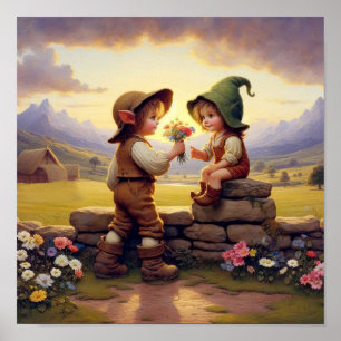Poster Dois Adoráveis Vintage Munchkins em roupas de camp