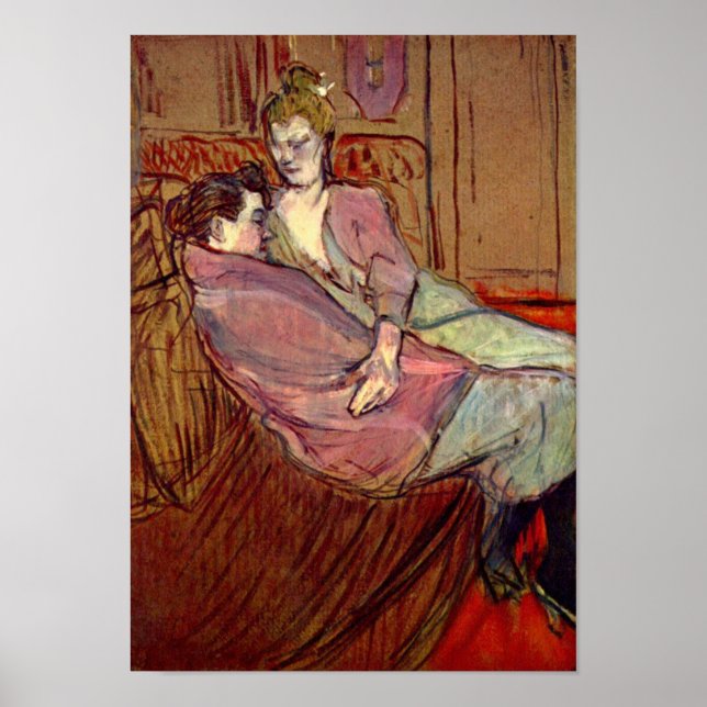 Poster Dois Amigos no Brothel por Toulouse-Lautrec (Frente)
