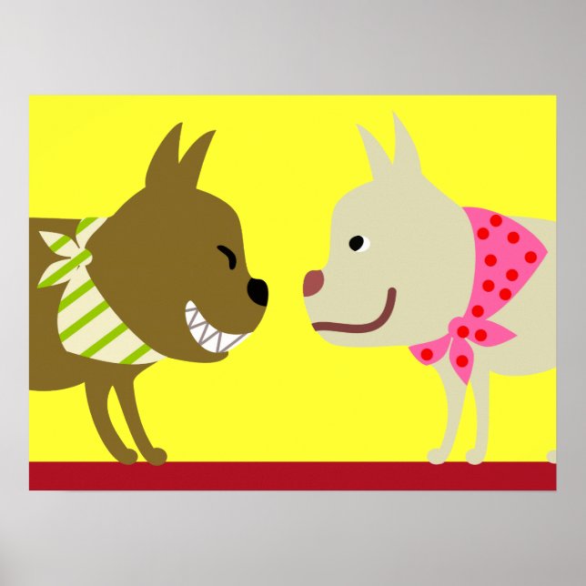 Poster Dois Cães Bandana - Amarelo (Frente)