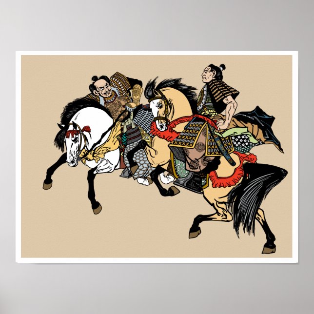 Poster Dois cavaleiros Samurai. Arte gráfica (Frente)