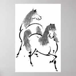Poster Dois Cavalos de Pintura