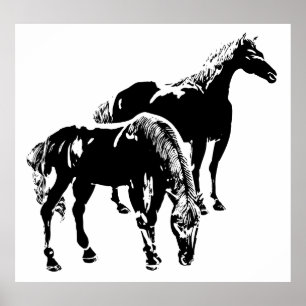 Poster Dois cavalos pretos