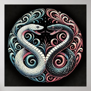 Poster Dois cobras estilizados