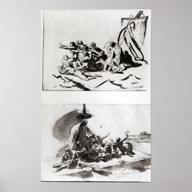 Pôster Dois esboços para A Arca da Medusa, c.1819 (Frente)