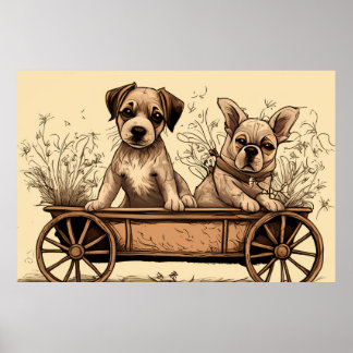 Poster Dois Foguetes Cachorros em um Vagão