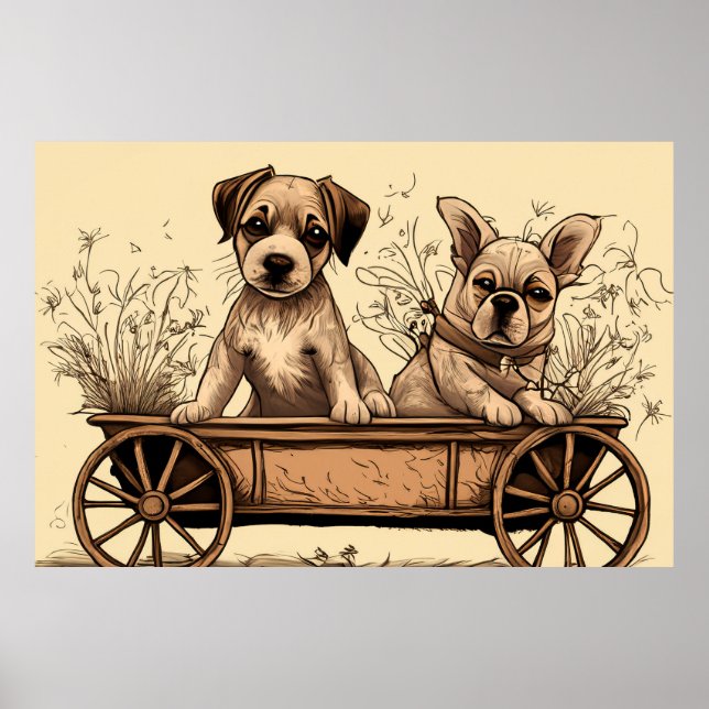Poster Dois Foguetes Cachorros em um Vagão (Frente)