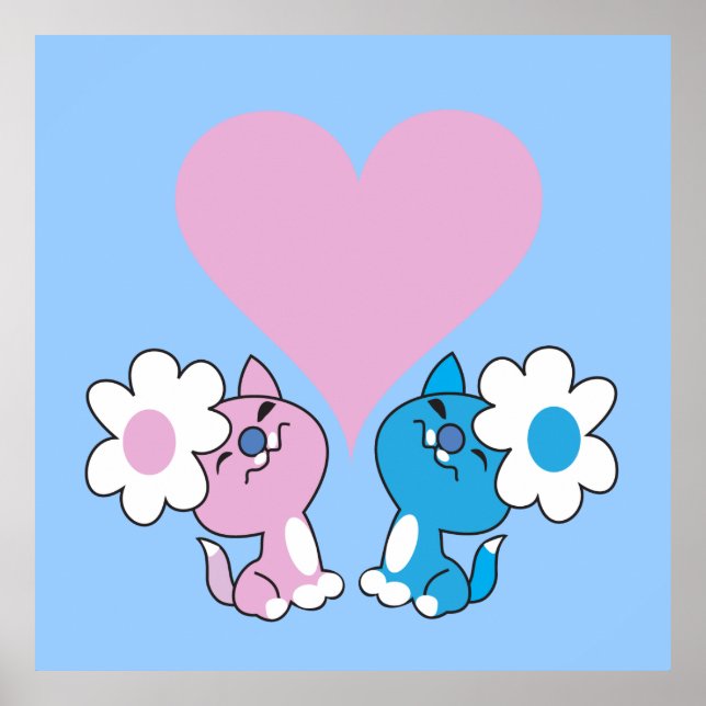Pôster Dois gatinhos apaixonados (Frente)